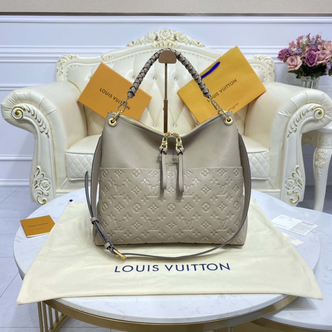 Louis Vuitton MAIDA HOBO Grained Leather Shoudler Bag M45523 Tourterelle Gray